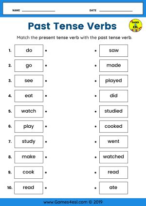 Past Tense Worksheets | ESL Worksheets | Games4esl