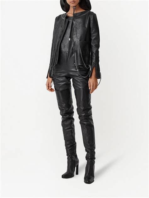 Burberry chain-link Detail Leather Jacket - Farfetch
