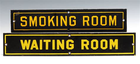 #270: PORCELAIN ENAMEL 'SMOKING ROOM' & ' WAITING ROOM' SIGNS