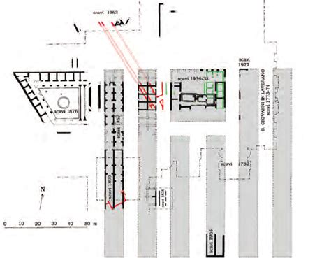 Castra nova equitum singularium (in nero) sovrapposti alla prima domus ...