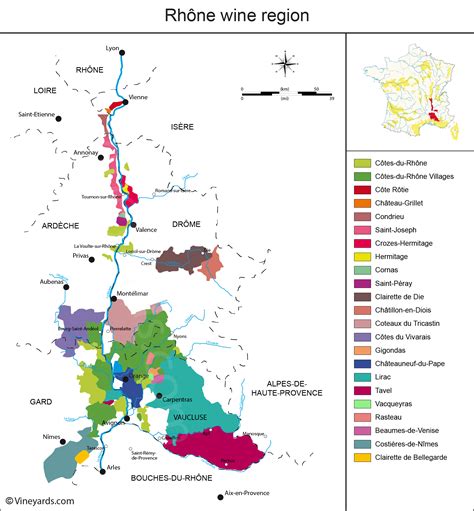 Rhône Valley Map of Vineyards Wine Regions