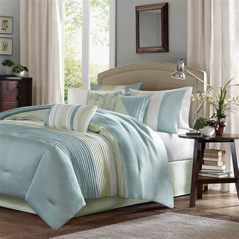 Amherst 7 Piece Comforter Set by Madison Park Green, Size: Queen in 2020 | Comforter sets, Bed ...