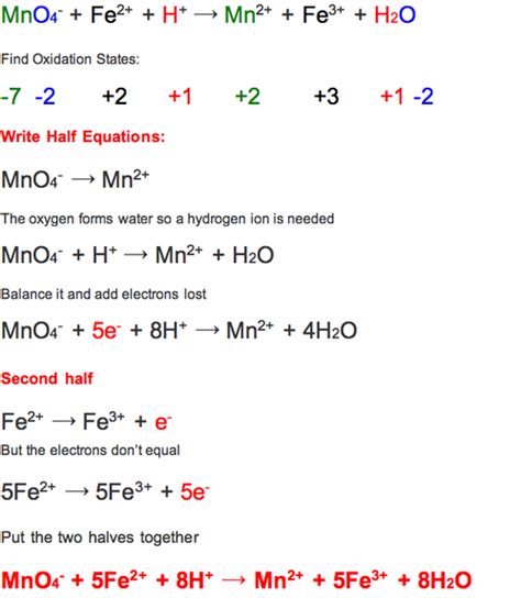 Balancing Redox Reactions Worksheet