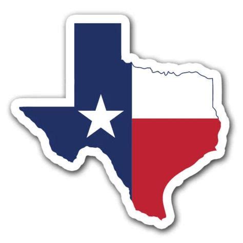 Texas Map flag state bumper sticker label decal white gloss premium fi ...