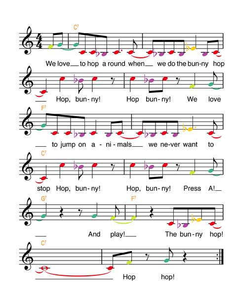 Bunny Hop sheet music and lyrics (original) (made just now for my kids) (for you too) (great ...