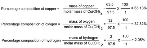 chemistry - percentage composition-of copper hydroxide