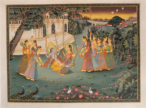 Radha Krishna Swinging Art Painting Handmade Finest Miniature Art on ...