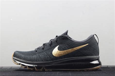 Nike Air Max Flyknit Black and Gold Mens Running Shoe - FavSole.com