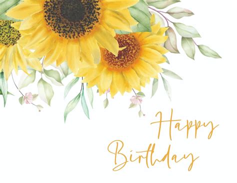 3 Free Happy Birthday Sunflowers (Images to Print) - Freebie Finding Mom