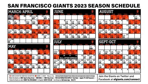 Printable Schedule - 2023 | San Francisco Giants