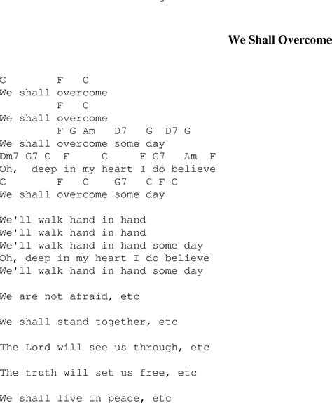 We Shall Overcome - Christian Gospel Song Lyrics and Chords