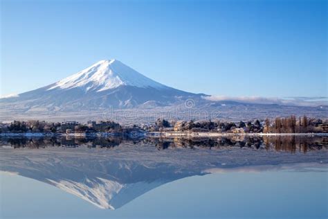 Fujiyama In Winter With Lake Stock Image - Image of season, seasonal: 63580563