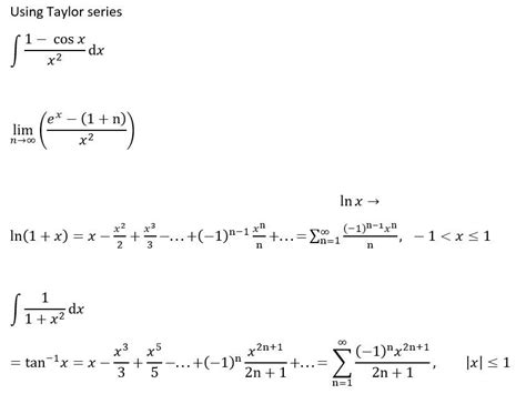 Solved Using Taylor series 1 - cos x dx x2 ex (1 + n) lim | Chegg.com