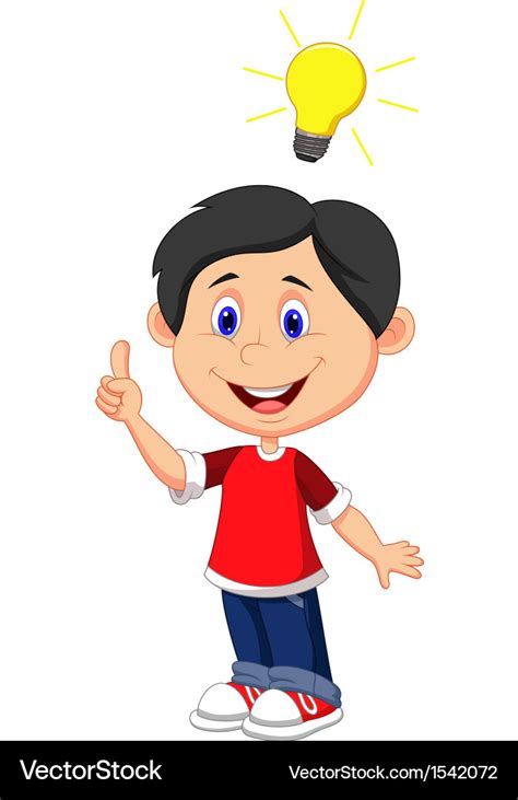 Cartoon boy with a good idea Royalty Free Vector Image