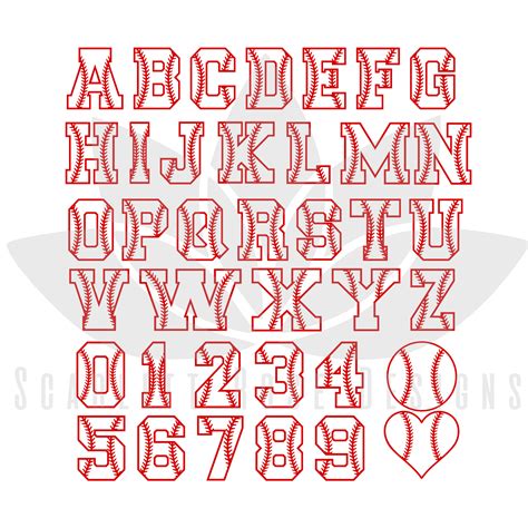 Baseball Font SVG cut file, Letters, Numbers, Monogram - Scarlett Rose ...