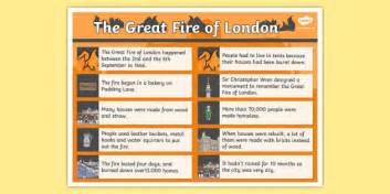 The Great Fire of London Facts Display Poster - KS1 Resource