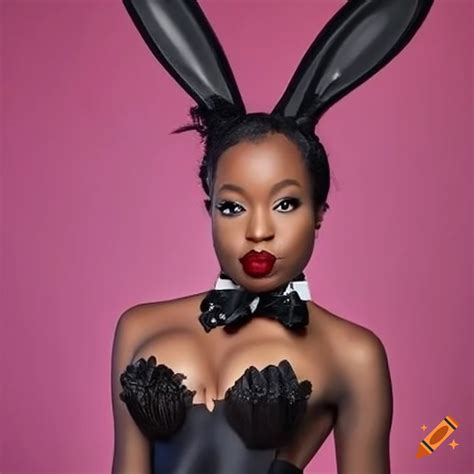 Clever satire of a blackgirl-themed playboy bunny on Craiyon