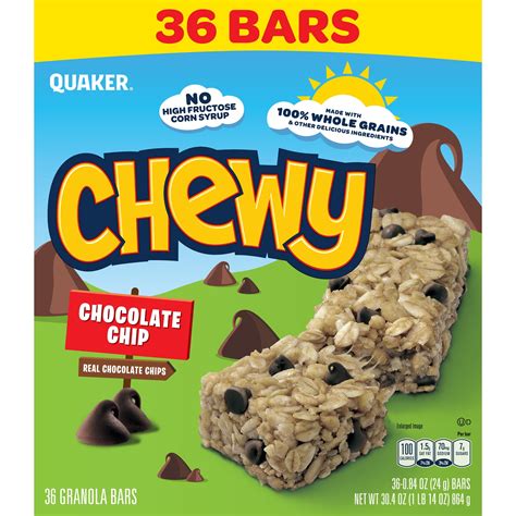 Quaker Chewy Chocolate Chip , 0.84 Oz, 36 Ct Granola Bars - Walmart.com