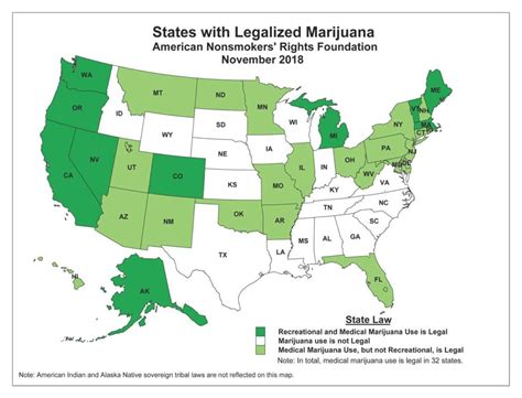 Map of states with Legalized Marijuana - American Nonsmokers' Rights ...