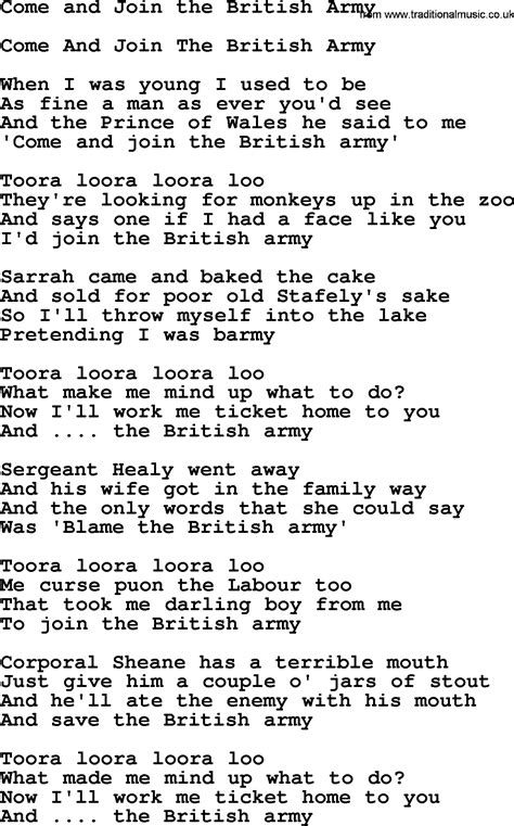 The Army: Lyrics To The Army Song