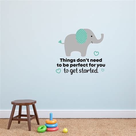 Get Started Elephant Animal Quote Cartoon Quotes Decors Wall Sticker Art Design Decal for Girls ...