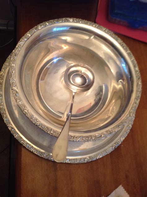 Antique silver punch bowl with tray EGW&S | InstAppraisal