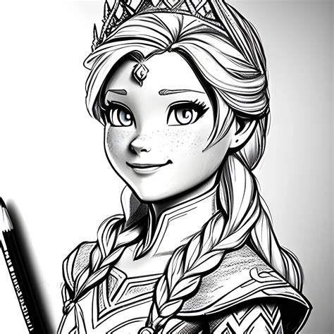 Primcess Elsa of arendale, Pencil Sketch - Arthub.ai