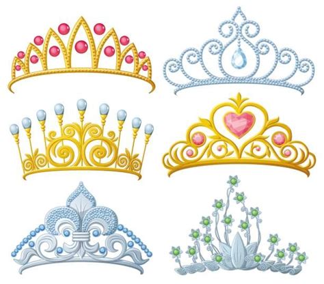 Set of princess crowns Tiara isolated on white. Vector illustration ...