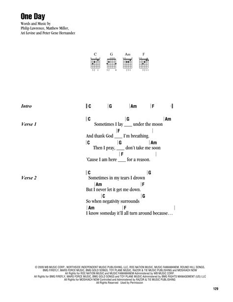 One Day sheet music by Matisyahu (Lyrics & Chords – 164424)