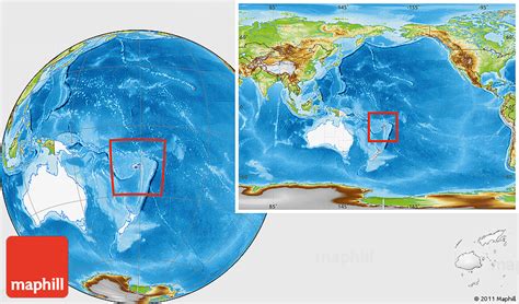 Physical Location Map of Fiji, highlighted continent, within the entire ...