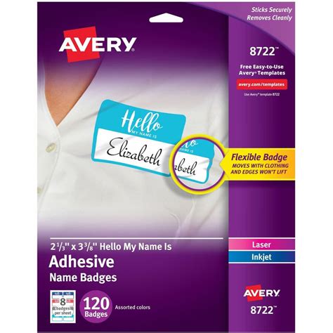 Avery Flexible Printable Name Tags, 2-1/3 X 3-3/8 Rectangle Labels, White, 160 Removable Name ...