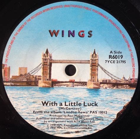 Wings – With A Little Luck (1978, Solid Centre, Vinyl) - Discogs