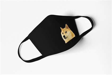 Doge Face Mask Funny Doge mask Cute Face mask Black Mask | Etsy