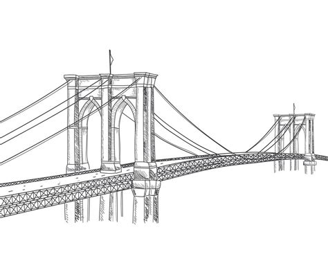 Brooklyn Bridge Architectural Drawing at PaintingValley.com | Explore ...