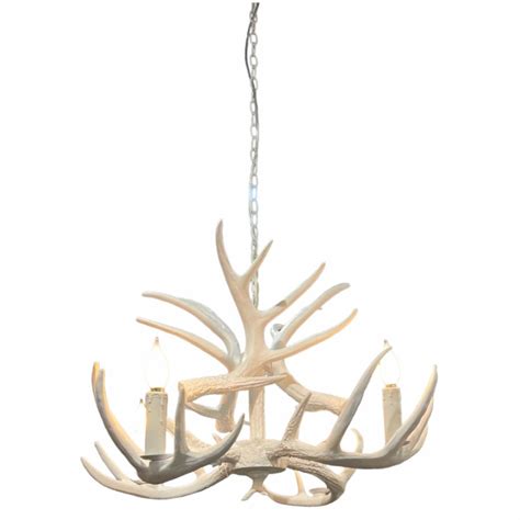 Faux Antler 4 Light Chandelier, White – High Fashion Home