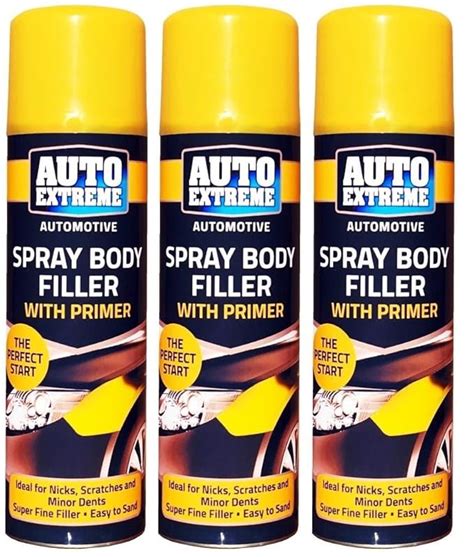 3PK Auto Car Body Filler Spray High Build Scratch Remover Dents Putty Primer 250ml: Amazon.co.uk ...