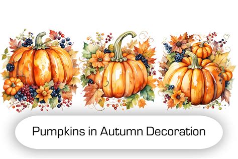 Clipart "Pumpkins in Autumn Decoration" Graphic by Анна · Creative Fabrica