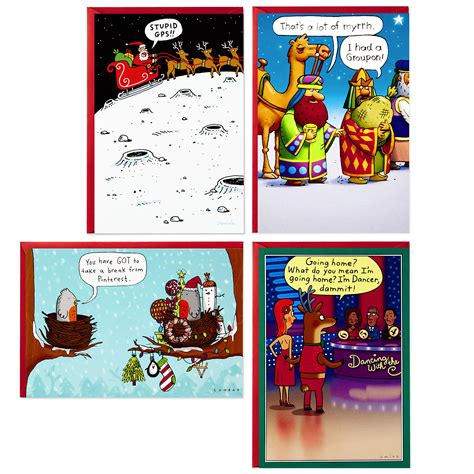 Buy Hallmark Shoebox Funny Boxed Christmas Cards Assortment, Cartoons (4 Designs, 24 Christmas ...