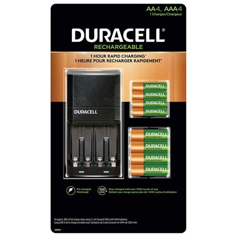 Duracell Ion Speed 4000 Rechargeable Battery Kit with 4 x AA Batteries and 4 x AAA Batteries ...