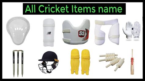 Cricket Equipment Name list with images. All Cricket Accessories. List of cricket items. - YouTube