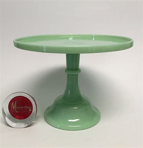 Mosser Glass 12" Round Pedestal Cake Stand Plate Jade Jadeite Milk Green 24012J | Pedestal cake ...