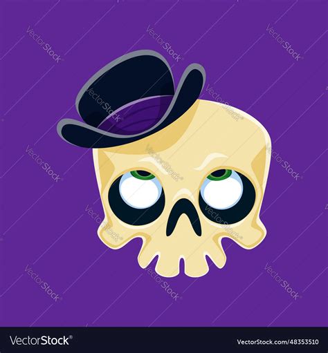 Cartoon halloween skull emoji character Royalty Free Vector