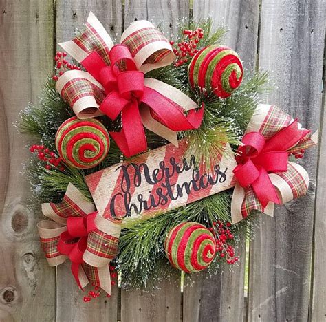 Christmas Wreath Rustic Christmas Wreath Christmas Decor | Etsy ...