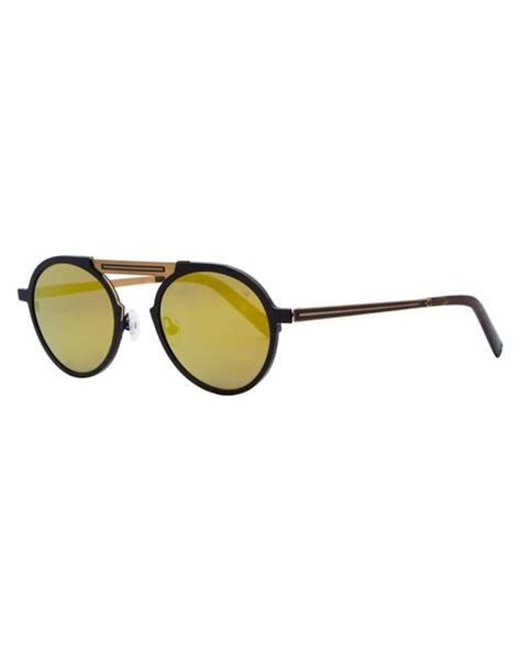 John Varvatos Leather Round Sunglasses V517 -gold 49mm 517 in Black | Lyst