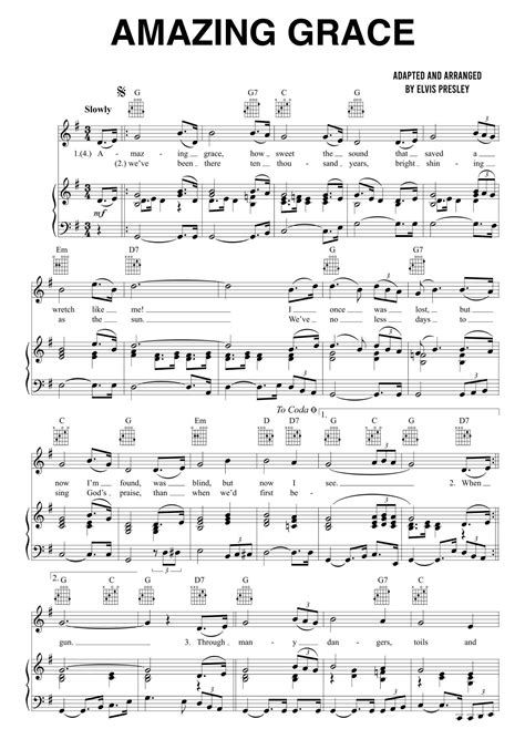 Elvis Presley Amazing Grace Sheet Music In G Major | Amazing grace sheet music, Sheet music ...