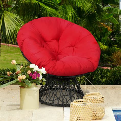 Black Rattan Papasan Chair with Soft Cushion - Swivel Comfort Seating — Shopsta UK