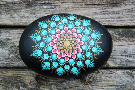 One of my favourite mandalas I've done on a rock Mandala Painted Rocks ...