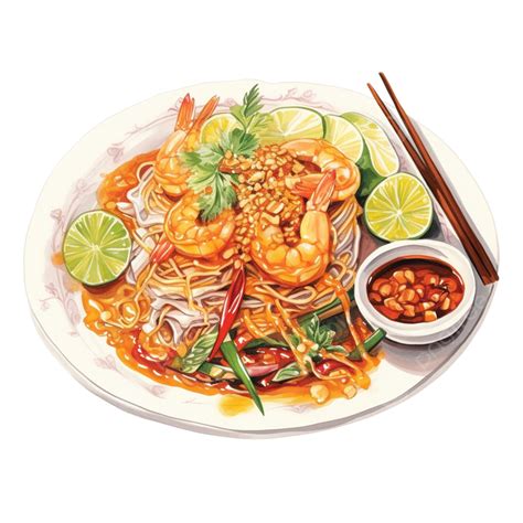 Pad Thai Thailand Cuisine Delicious Noodle Food Painting, Pad, Thai ...