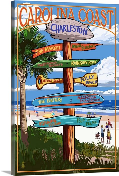 Charleston, South Carolina - Destination Signs: Retro Travel Poster Wall Art, Canvas Prints ...