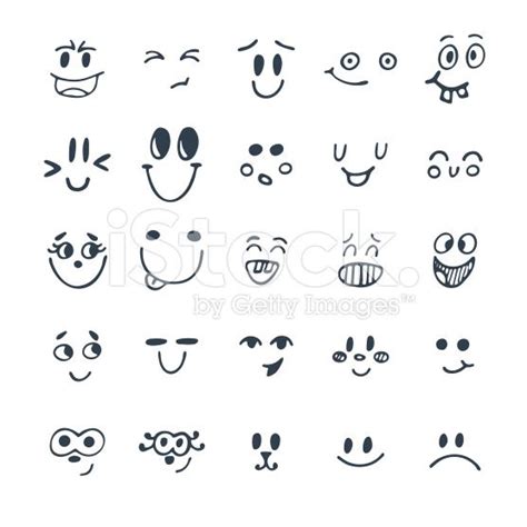 Set of hand drawn funny faces. Cute cartoon emotional faces set.... | Funny face drawings, Face ...